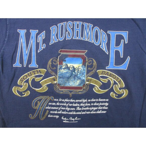 Vintage Single Stitch Shirt Men's Large Mount Rushmore South Dakota Blue 90s - Picture 2 of 9